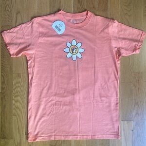 Buc-ee’s Peach Youth Large “Buc-ee’s More Worry Less” Spring Flower T-shirt NWT